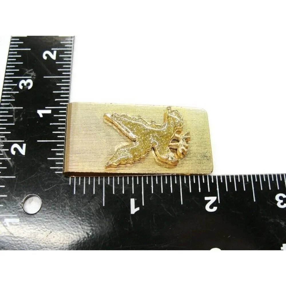 Eagle Gold Tone Money Clip Glitter Stainless Steel Credit Card Cash Holder
